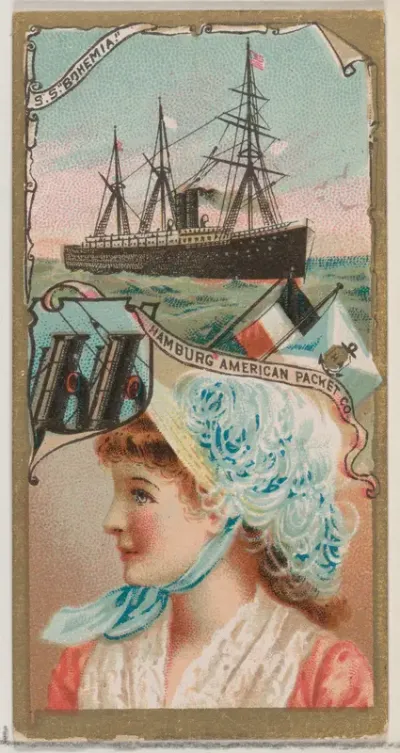 Steamship Bohemia, Hamburg American Packet Company, from the Ocean and River Steamers series (N83) for Duke brand cigarettes