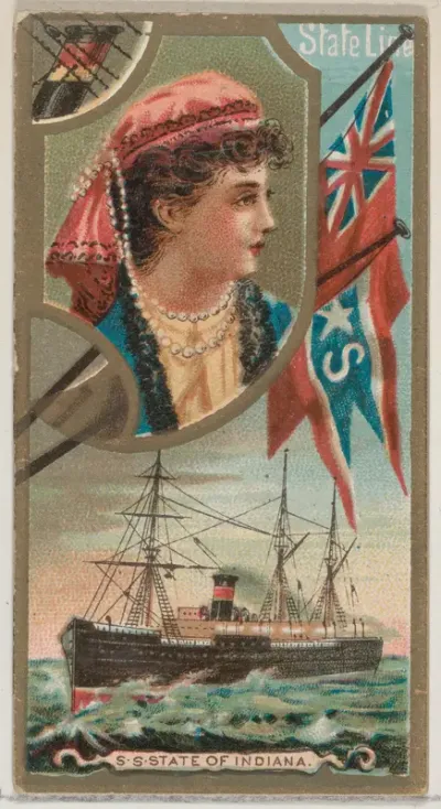Steamship State of Indiana, State Line, from the Ocean and River Steamers series (N83) for Duke brand cigarettes