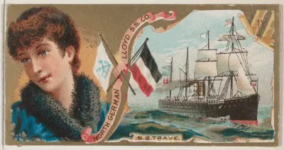 Steamship Trave, North German Lloyd Steamship Company, from the Ocean and River Steamers series (N83) for Duke brand cigarettes