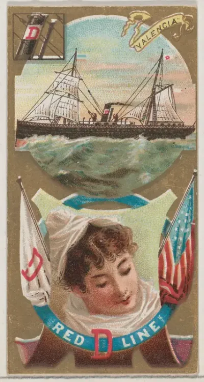 Steamship Valencia, Red D. Line, from the Ocean and River Steamers series (N83) for Duke brand cigarettes