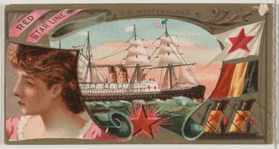 Steamship Westernland, Red Star Line, from the Ocean and River Steamers series (N83) for Duke brand cigarettes