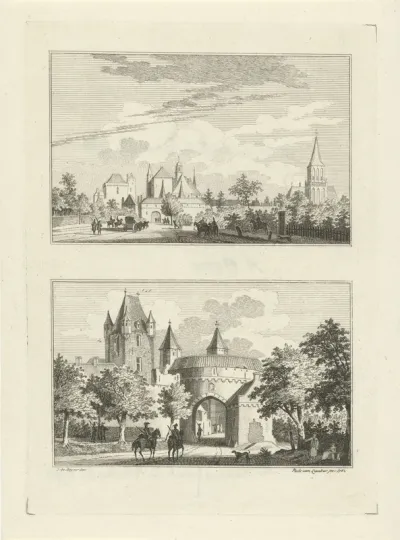 Steenpoort en Leeuwpoort te Emmerik, 1740