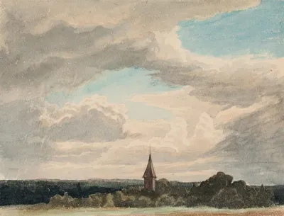 Steeple in a Landscape in Odenthal, Study