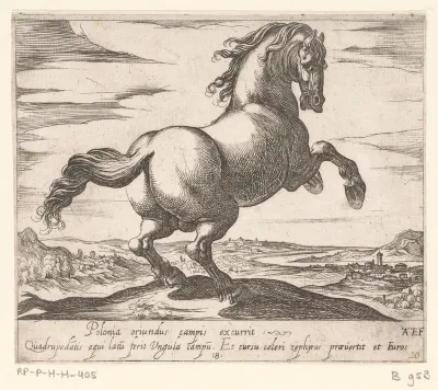 Steigerend paard naar rechts gewend