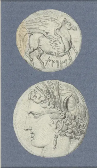 Steigerende Pegasus met inscriptie