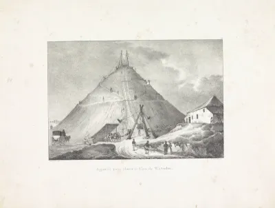 Stellage voor het plaatsen van de Leeuw van Waterloo, 1823-1826