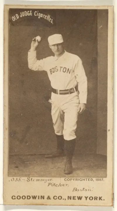 Stemmyer, Pitcher, Boston, from the Old Judge series (N172) for Old Judge Cigarettes