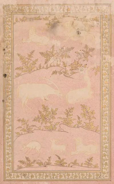 Stenciled Scenes of Lion and Gazelle (verso)