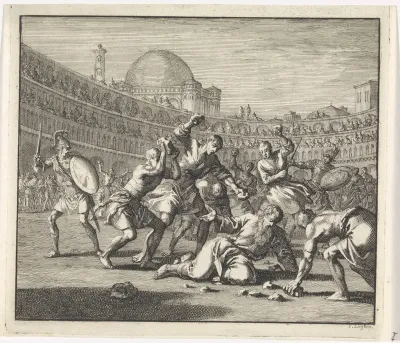 Steniging van de heilige Telemachus