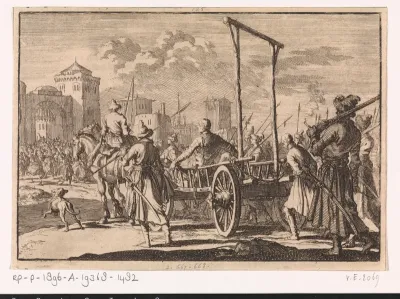 Stenko Radzin wordt met zijn broer Froika op een kar Moskou binnengebracht, 1671