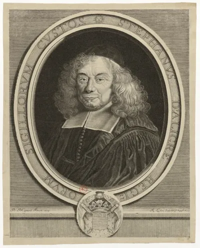Stephanus d'Aligre regiorum sigillorum custos. P. Mignard pinxit 1673. R. Lochon sculpebat August. 1673
