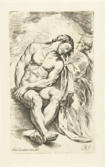 Stervende Christus gesteund door een engel
