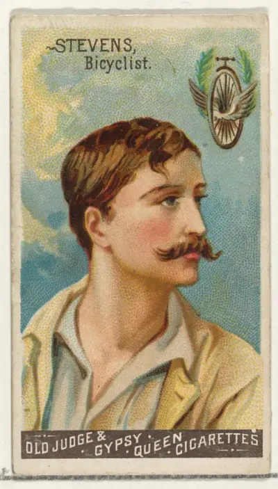 Stevens, Bicyclist, from the Goodwin Champion series for Old Judge and Gypsy Queen Cigarettes