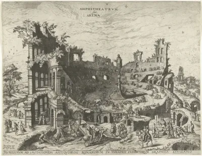 Stierengevecht in de ruïnen van een amfitheatrum