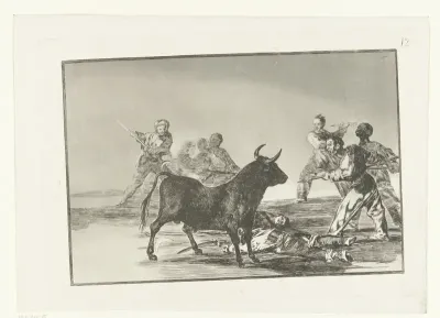 Stierenvechters rondom een stier