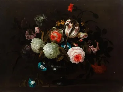 Still life of flowers in a glass vase