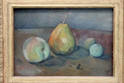 Still life, pear and green apples