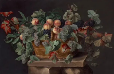 Still Life with a Basket of Peaches and Grapes