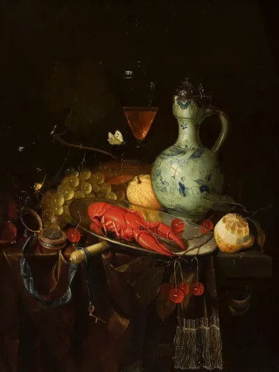 Still life with a lobster.