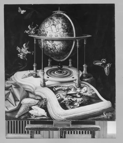 Still life with book and sky globe