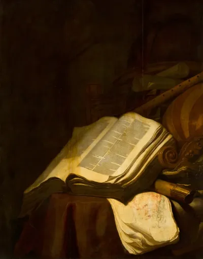 Still Life with Books and Musical Instruments
