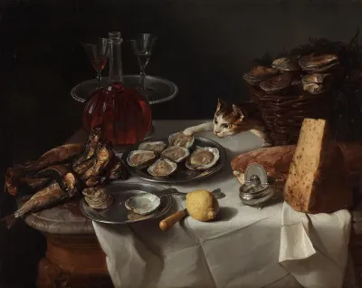 Still life with cat