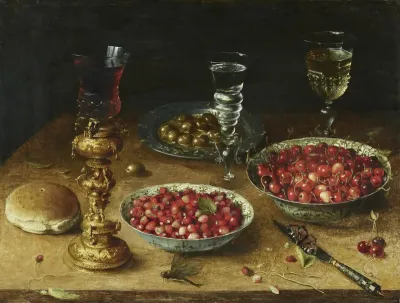 Still-Life with Cherries and Strawberries in China Bowls