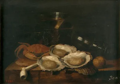 Still life with crab and oysters