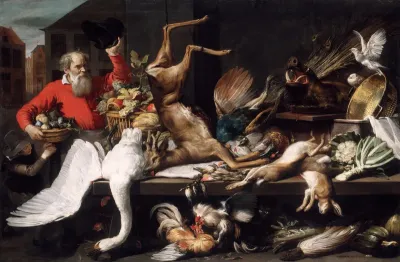 Still Life with Dead Game, Fruits, and Vegetables in a Market