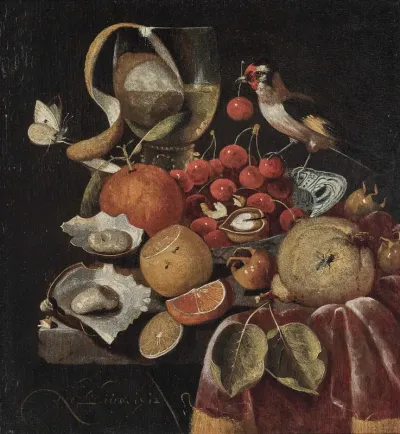 Still Life with Fruit and a Goldfinch