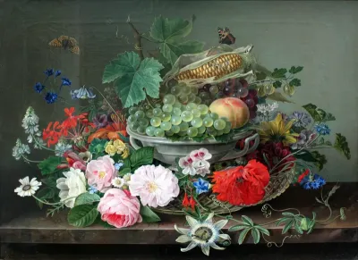 Still life with fruit basket