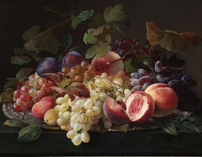 Still life with fruit on a plate.
