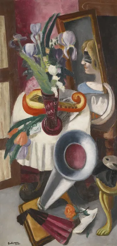 Still Life with Gramophone and Irises
