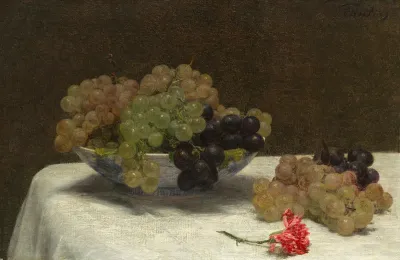 Still Life with Grapes and a Carnation