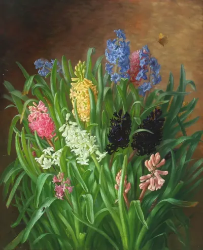Still life with Hyacinths and butterfly
