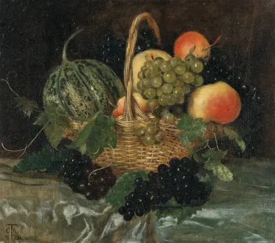 Still life with melons, grapes, and apples