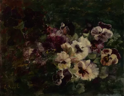 Still life with pansies