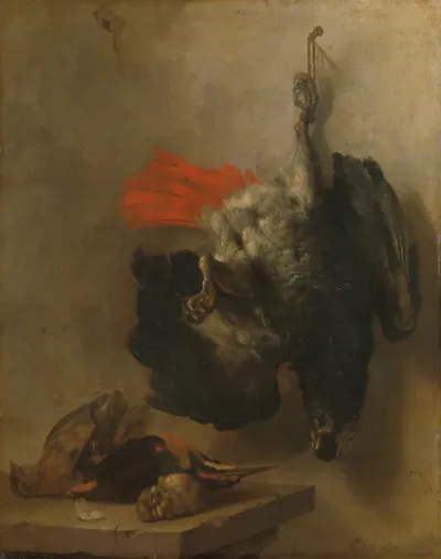 Still life with parrot and snipes
