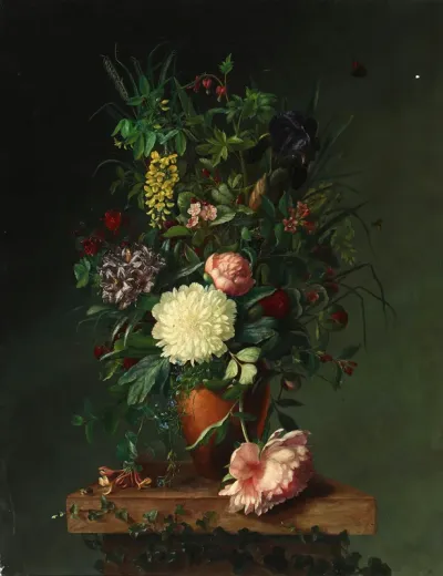 Still life with peonies, laburnum a.o.
