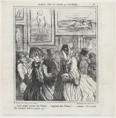 Still more Venuses this year... always Venuses!... as if there were any women built like that!, from 'Sketches from the Salon,' published in Le Charivari, May 10, 1865