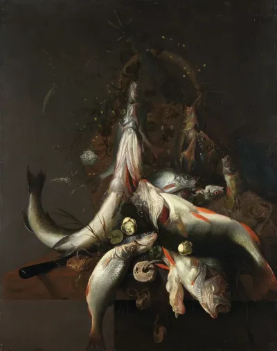Stilleben mit toten Fischen