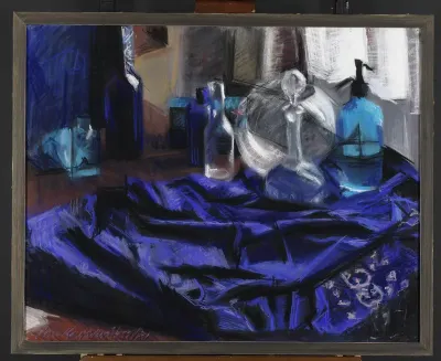 Stilleven in blauwe tinten