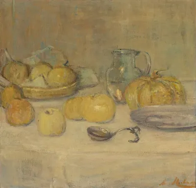 Stilleven met appels en meloen