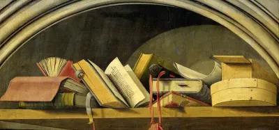 Stilleven met boeken in een nis