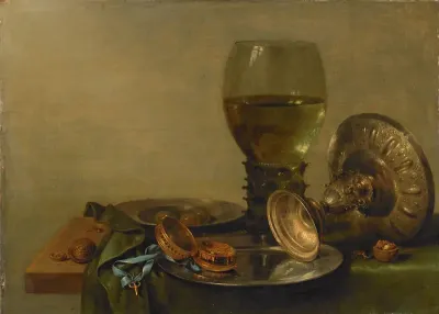Stilleven met een zilveren tazza