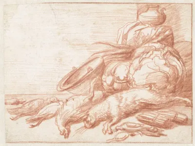 Stilleven met haas en gevogelte
