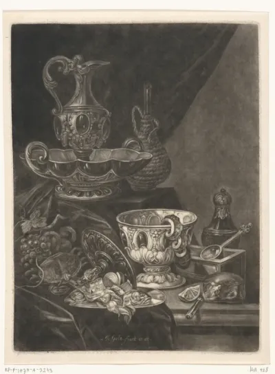 Stilleven met schalen en bokalen