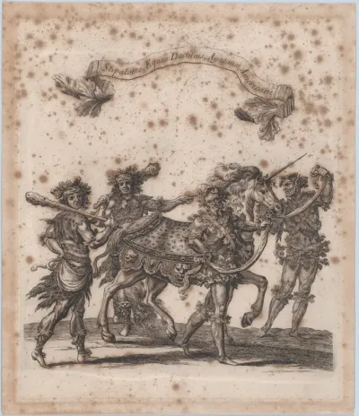 Stipatores, Equus Ductitius, Agasones, Americani, from "Courses de Testes et de Bagues Faittes par Roy et par les Princes et Signeurs de sa Cour, en l'annee 1662" (Grand Carrousel)
