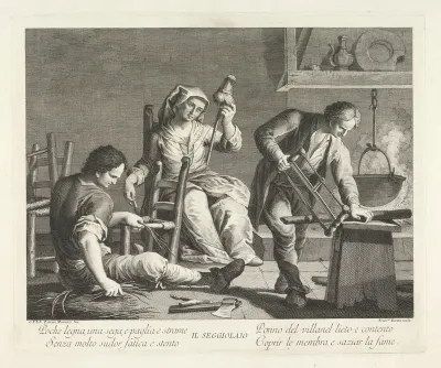 Stoelenmaker, spinster en zagende man