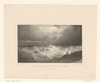 Stoomboot in golven op zee